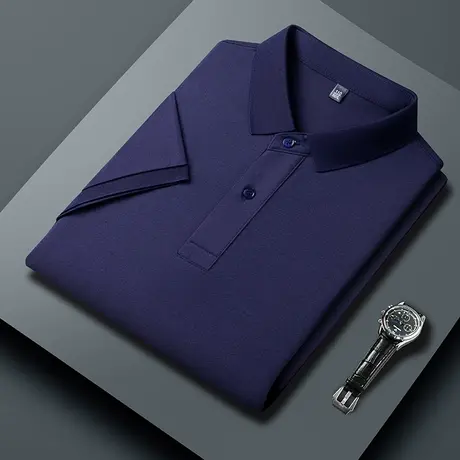 爸爸装商务休闲Polo衫短袖工作服中青年翻领T恤纯色夏季半袖上衣t图片
