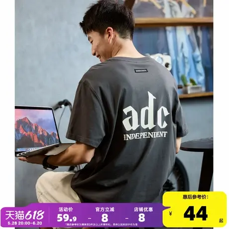 唐狮2024年夏季新款短袖T恤男后背哥特字母组合标圆领休闲风上衣商品大图