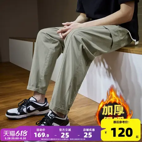 唐狮秋冬新款男休闲长裤宽松直筒哈伦裤子潮流拼接锥形裤百搭潮W商品大图