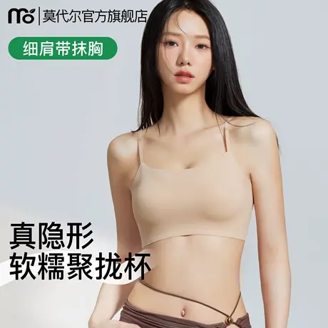 抹胸内衣女夏薄款细肩带小胸聚拢无痕文胸粉底液隐形透气美背心式商品大图