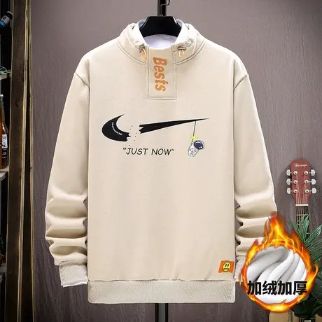 秋冬季加绒加厚高领卫衣男青少年初中高中学生帅气冬天保暖打底衫商品大图