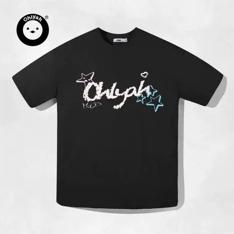 Ohlyah设计师原创卡通品牌星星涂鸦学院风男女情侣装重磅纯棉T恤商品大图