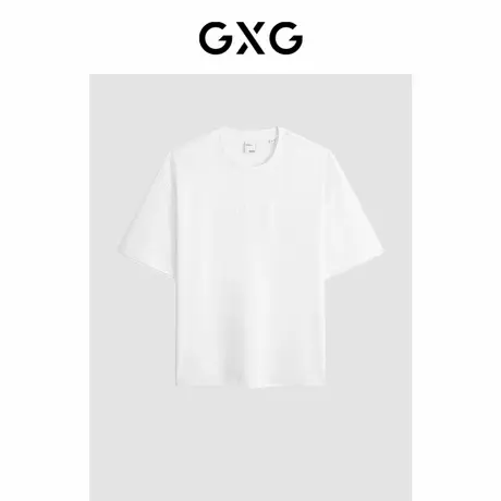 【X】GXG男装白色后背印花短袖T恤2024年夏季G24X442051商品大图