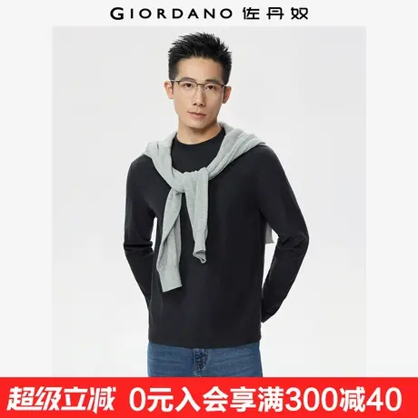 佐丹奴长袖T恤男秋冬新款保暖绒打底衫纯色半高领套头衫13025756商品大图