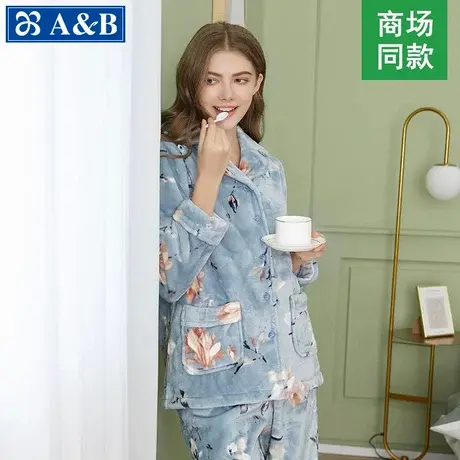 AB睡衣珊瑚绒女冬加厚加绒法兰绒公主风甜美可爱套装家居服春秋冬商品大图