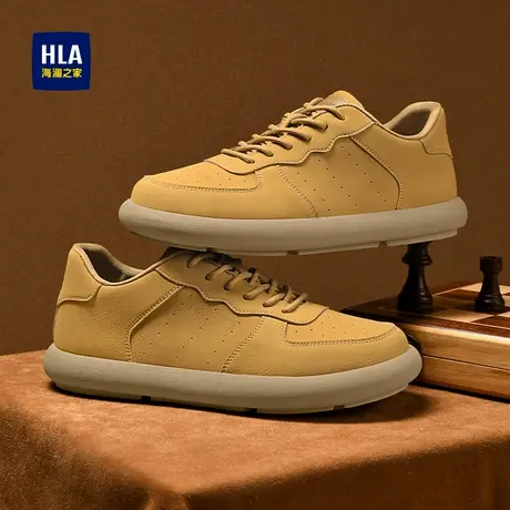 HLA/海澜之家男鞋新款秋季时尚拼接软底复古休闲鞋百搭耐磨皮面商品大图