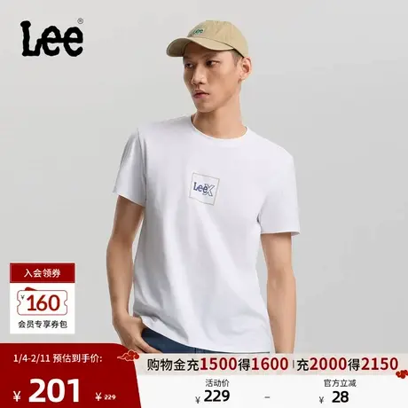 Lee26春夏新品标准版圆领方形Logo印花图案男短袖T恤LMT0122194LE图片
