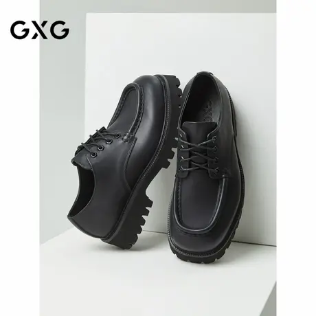 GXG通勤男鞋商务鞋男牛皮厚底正装系带皮鞋商品大图