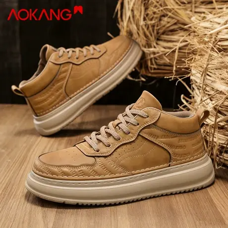 奥康高帮男鞋2026新款冬季男士中帮运动休闲板鞋加绒保暖棉鞋图片