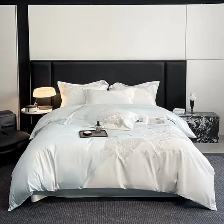 恒源祥全棉绣花四件套纯棉床单被套四季通用双人轻奢床上用品件套商品大图