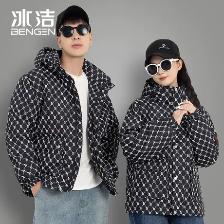 冰洁高端羽绒服男女同款冬季加厚抗寒保暖字母印花情侣面包服SB图片