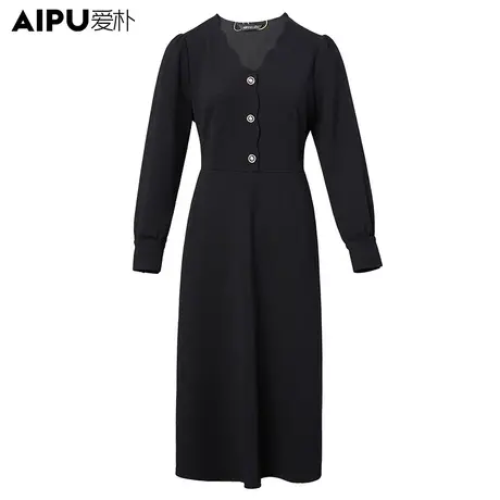 爱朴【直播专享】气质胖mm高端法式简约收腰秋冬连衣裙商品大图
