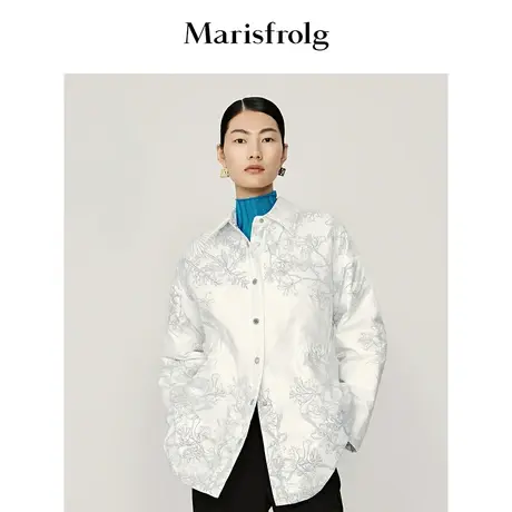 【衬衫式外套】玛丝菲尔羽绒服冬季新轻薄印花白鹅羽绒服商品大图