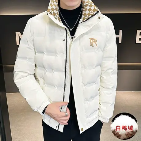 冬季立领时尚痞帅男装羽绒服潮流男加厚潮牌白鸭绒面包服外套保暖图片