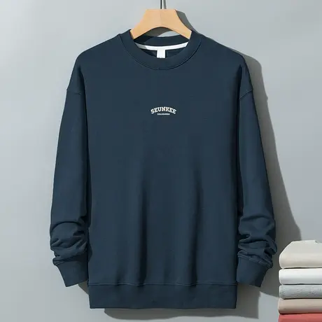 350g美式重磅卫衣男秋冬款宽松长袖t恤圆领无帽摇粒绒保暖套头衫商品大图