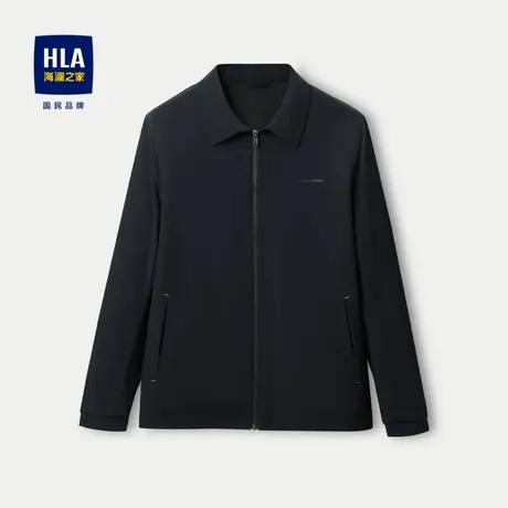 HLA/海澜之家翻领夹克23秋季挺括纤滑弹力拉链舒适防风外套男图片