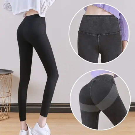 牛仔芭比裤打底裤收腹提臀无痕棉春秋瘦身紧身外穿九分小脚裤长裤商品大图