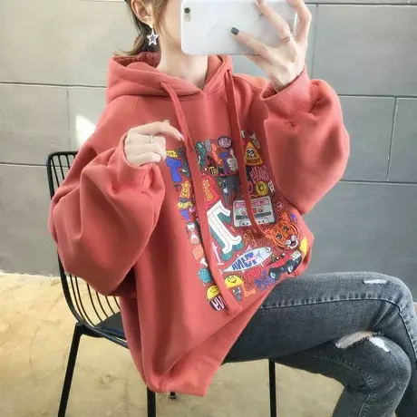 卫衣女秋冬季韩版宽松oversize加绒加厚ins超火cec百搭学生外套潮图片