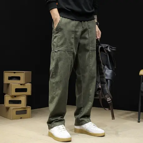 秋冬直筒休闲裤男2023新款潮牌宽松大码男士阔腿裤子百搭秋款男裤商品大图