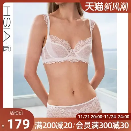 【叶子与花】遐内衣女性感3/4杯聚拢胸罩轻薄花波肩带中小胸文胸图片