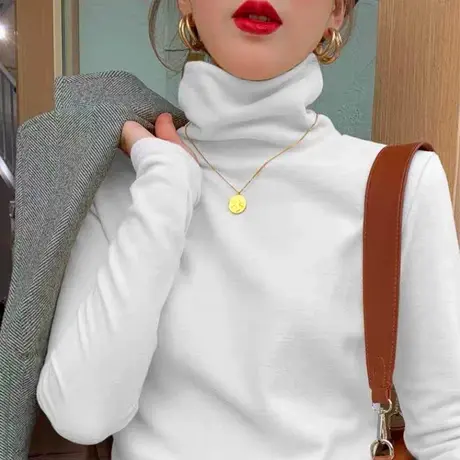 德绒白色打底衫女冬季加厚长袖舒适t恤百搭韩版内搭上衣2023新款图片