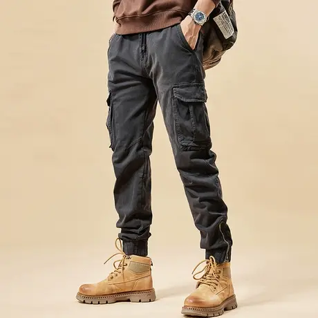宽松舒适男士工装裤秋季裤子男款户外多口袋耐磨束脚休闲工装裤男商品大图