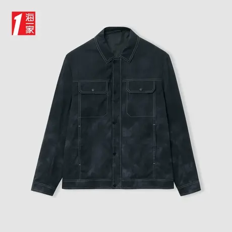 海一家时尚翻领外套2024春季新款辑明线装饰时尚男士夹克商品大图
