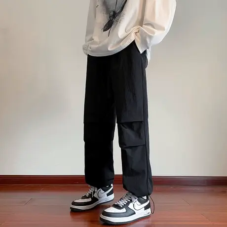 美式伞兵裤男春秋季宽松直筒休闲裤子男工装裤潮牌高街户外冲锋裤商品大图