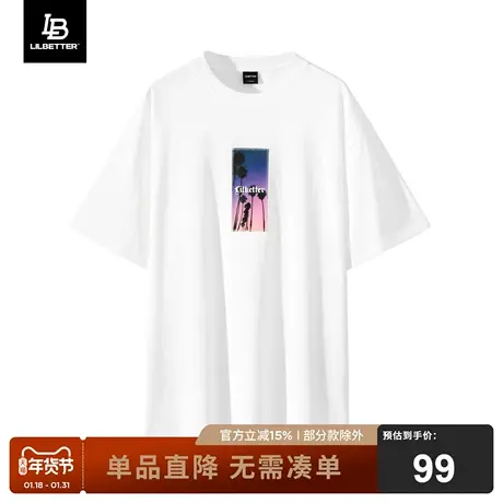 Lilbetter半袖内搭男t恤潮牌体恤印花打底五分袖复古简约短袖上衣商品大图