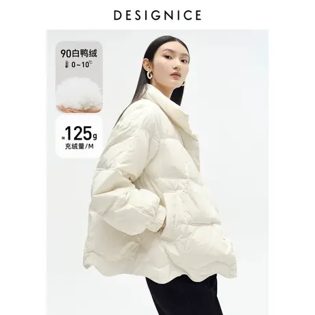 迪赛尼斯泡芙面包服秋冬新款白色宽松轻薄感白鸭绒羽绒服女图片