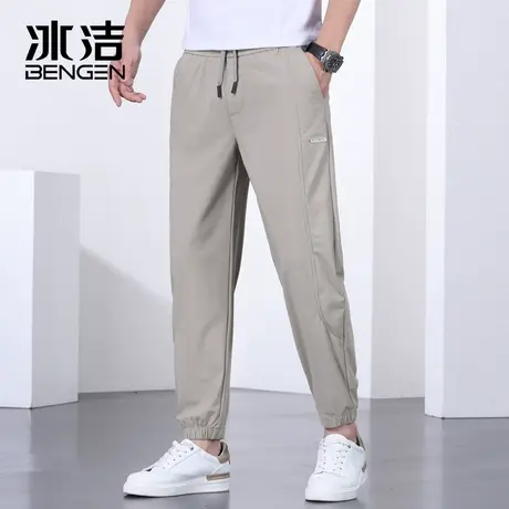冰洁2024春夏男款冰感防紫外线防污休闲裤抽绳腰时尚宽松束脚裤商品大图
