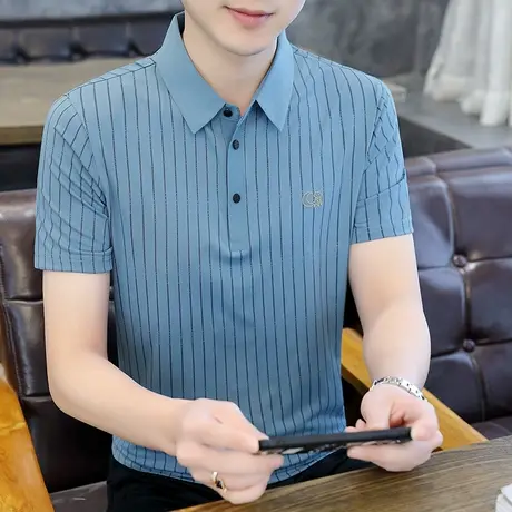 夏季短袖POLO衫男翻领上衣2023新款时尚宽松休闲运动百搭大码T恤商品大图