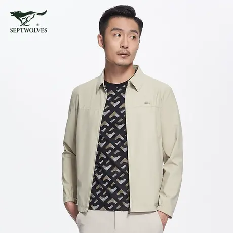[商场同款]七匹狼翻领针织干部夹克外套男装2023新款商务休闲上衣商品大图