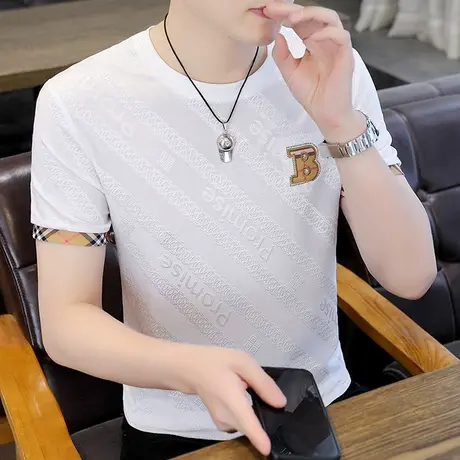 短袖T恤男夏季冰丝青年半袖夏装体恤凉感潮牌半袖男款薄款上衣服商品大图