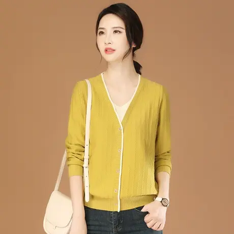 韩潮袭人V领假两件套头针织衫女2023秋季新款宽松打底衫毛衣上衣商品大图