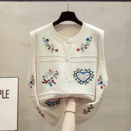 圆领针织开衫马甲背心女2023秋装新款宽松外穿马夹外搭毛衣坎肩潮图片