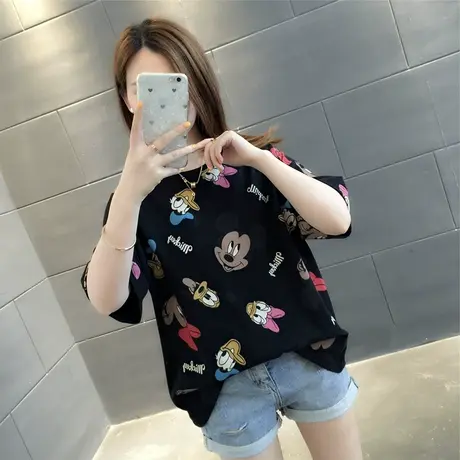 女装2023年新款秋季秋装纯棉短袖T恤宽松上衣服设计感打底衫爆款商品大图