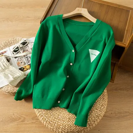 享永子曲珠针织开衫女春秋毛衣外套宽松显瘦复古日系休闲2023新款图片