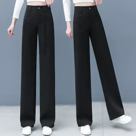 黑色西装阔腿裤女2023早春新款韩版高级休闲拖地高腰显瘦直筒裤子商品大图