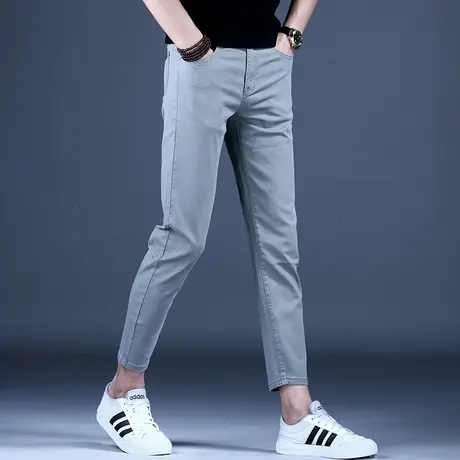 浅灰色休闲九分牛仔裤男款秋款轻奢裤子2023新款高档潮牌弹力透气图片