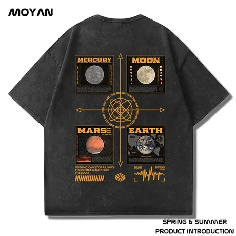 水洗做旧复古重磅潮牌宽松T恤美式短袖半袖纯棉加肥加大码男夏季商品大图