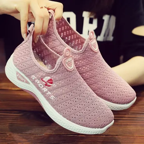 春夏季新款运动鞋女休闲跑步透气网鞋韩版中老年网面老人百搭单鞋商品大图