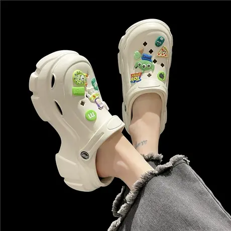 新款洞洞鞋女夏季卡通可爱网红外穿增高跟厚底防滑包头沙滩凉拖鞋商品大图