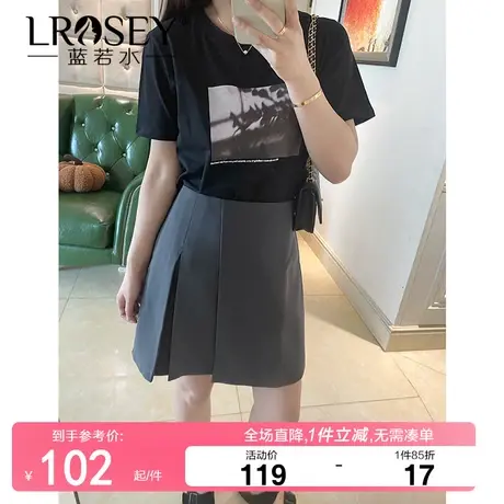 大码女装高腰百搭学院风半身裙胖MM2024夏新款设计感显瘦百褶短裙图片