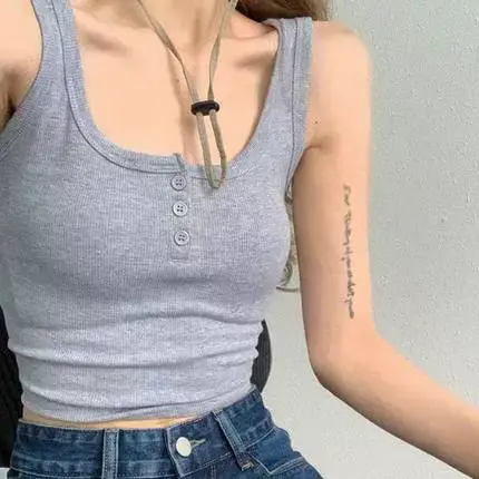 螺纹吊带背心装女夏装青春时尚纺织流潮女生紧身外穿无袖内搭上衣商品大图