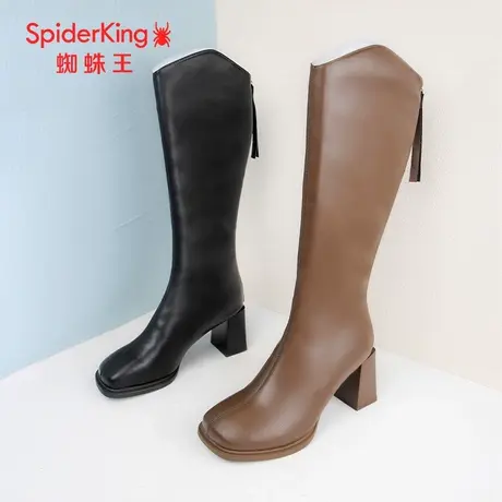 SPIDER KING/蜘蛛王骑士靴女靴2023冬商场新款高筒薄绒时尚方头软图片