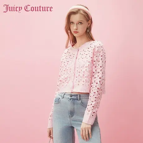 Juicy Couture橘滋2024新款筑梦花海纽扣花卉肌理针织女式外套图片