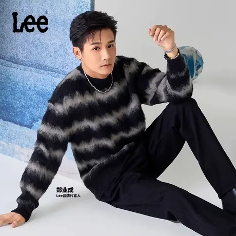 【郑业成同款】Lee商场同款23秋冬新品舒适波浪条纹多色男毛衣潮图片
