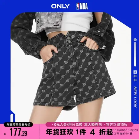 ONLY2023秋季新款NBA联名款满印高腰A字短裤牛仔裤女|123243033商品大图