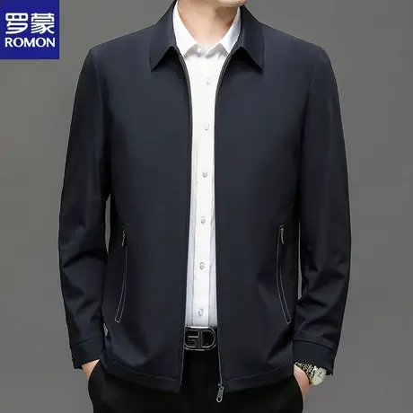 罗蒙爸爸春装外套40岁中青年男士休闲翻领夹克衫商务干部男装上衣图片